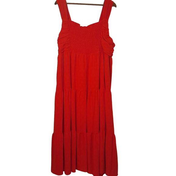 Entro Dress Red Tiered Maxi Women XL EUC Boho Western Cottagecore Lagenlook - Picture 2 of 13